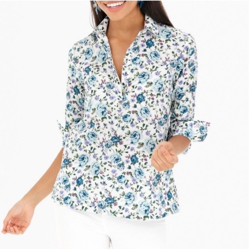 Rochelle Behrens x Tuckernuck Floral Shirt/Blose Cotton Size XS